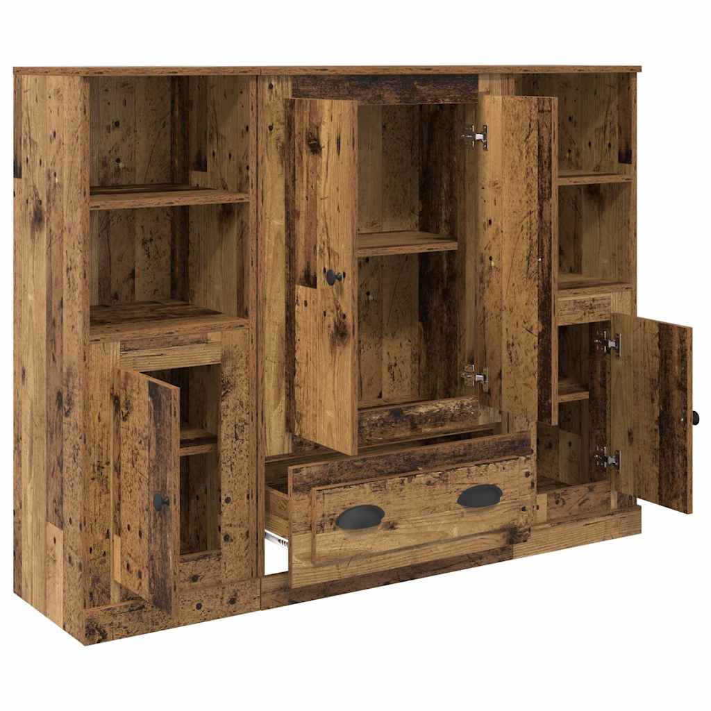 vidaXL Highboard with Drawer 3 pcs Old Wood Engineered Wood