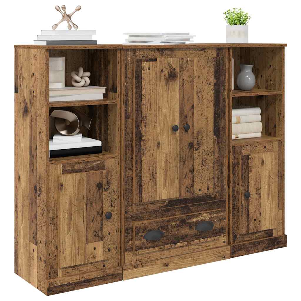 vidaXL Highboard with Drawer 3 pcs Old Wood Engineered Wood