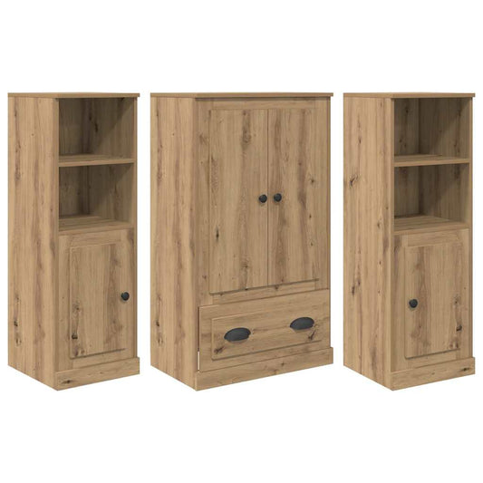 vidaXL Highboard with Drawer 3 pcs Artisan Oak Engineered Wood