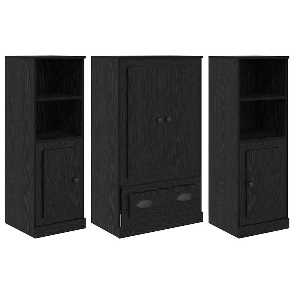 vidaXL Highboard with Drawer 3 pcs Black Oak Engineered Wood