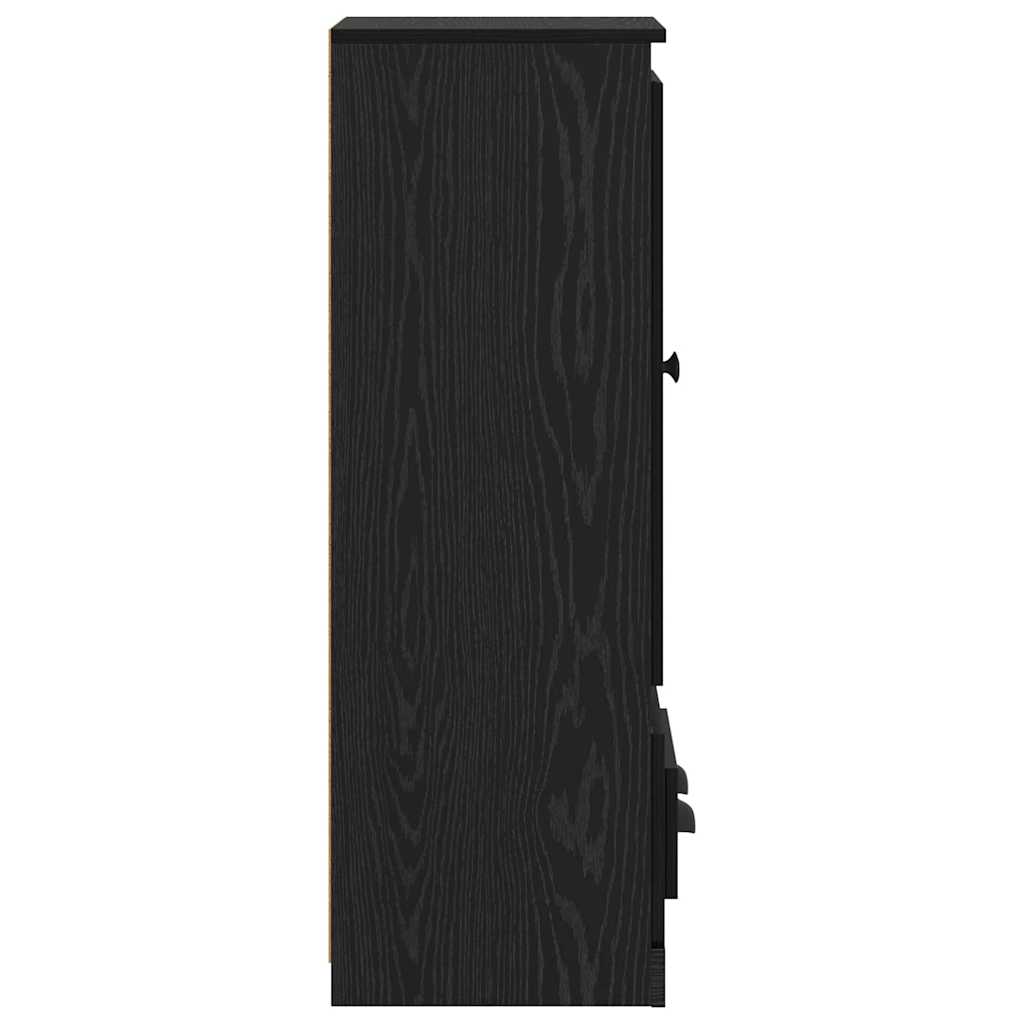 vidaXL Highboard with Drawer 3 pcs Black Oak Engineered Wood