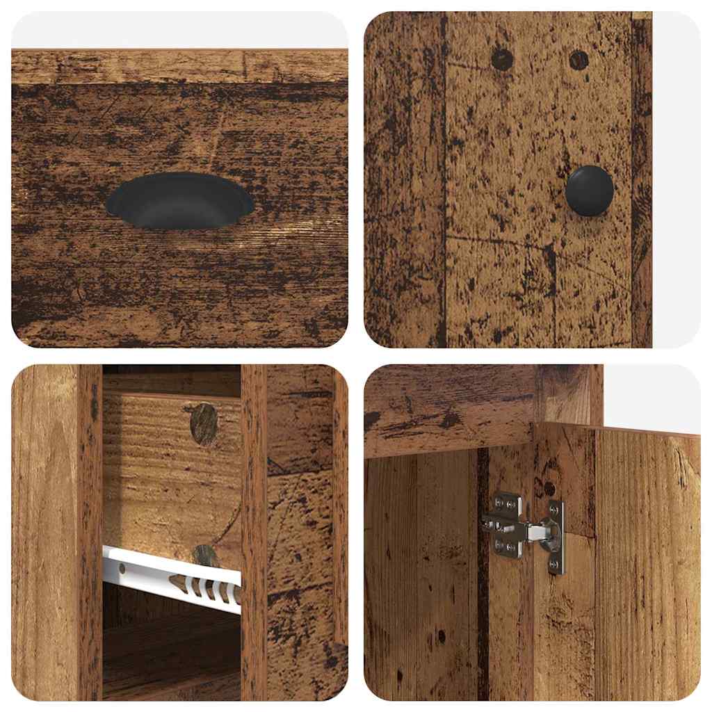 vidaXL Desk with Cabinet Old Wood 154.5 x 50 x 75 cm Engineered Wood