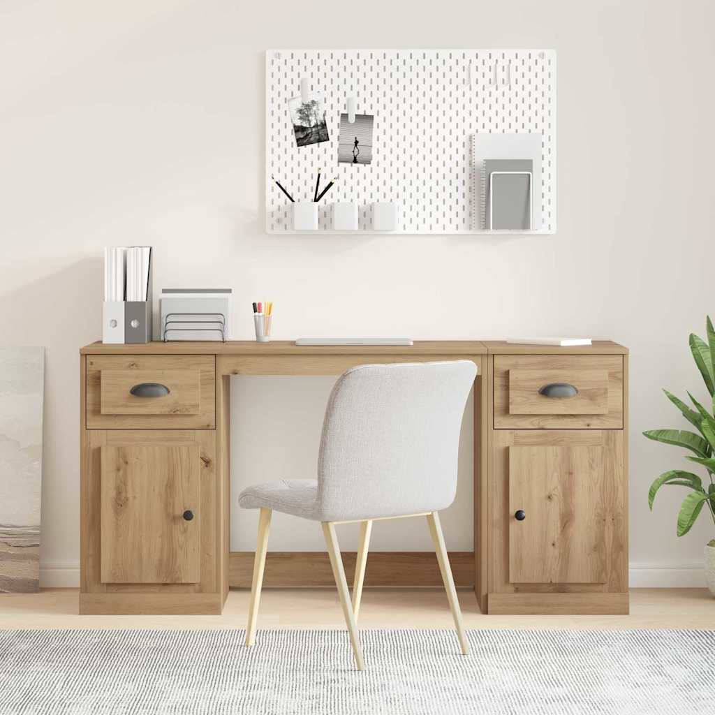 vidaXL Desk with Cabinet Artisan Oak Engineered Wood