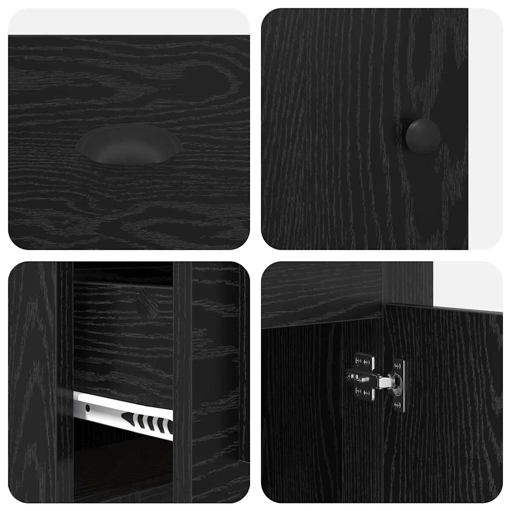 vidaXL Desk with Cabinet Black Oak 154.5 x 50 x 75 cm Engineered Wood