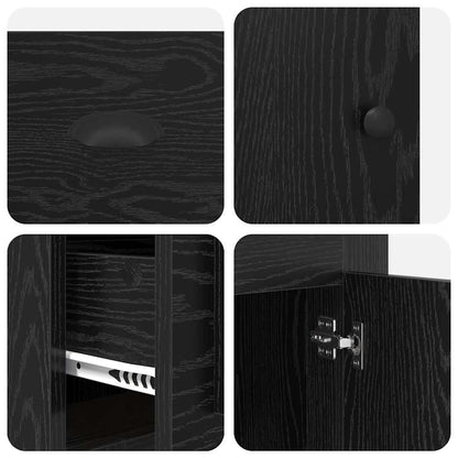 vidaXL Desk with Cabinet Black Oak 154.5 x 50 x 75 cm Engineered Wood