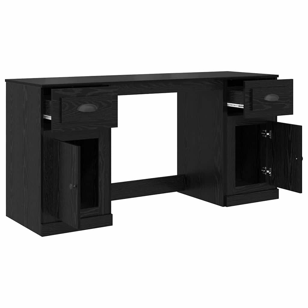 vidaXL Desk with Cabinet Black Oak 154.5 x 50 x 75 cm Engineered Wood