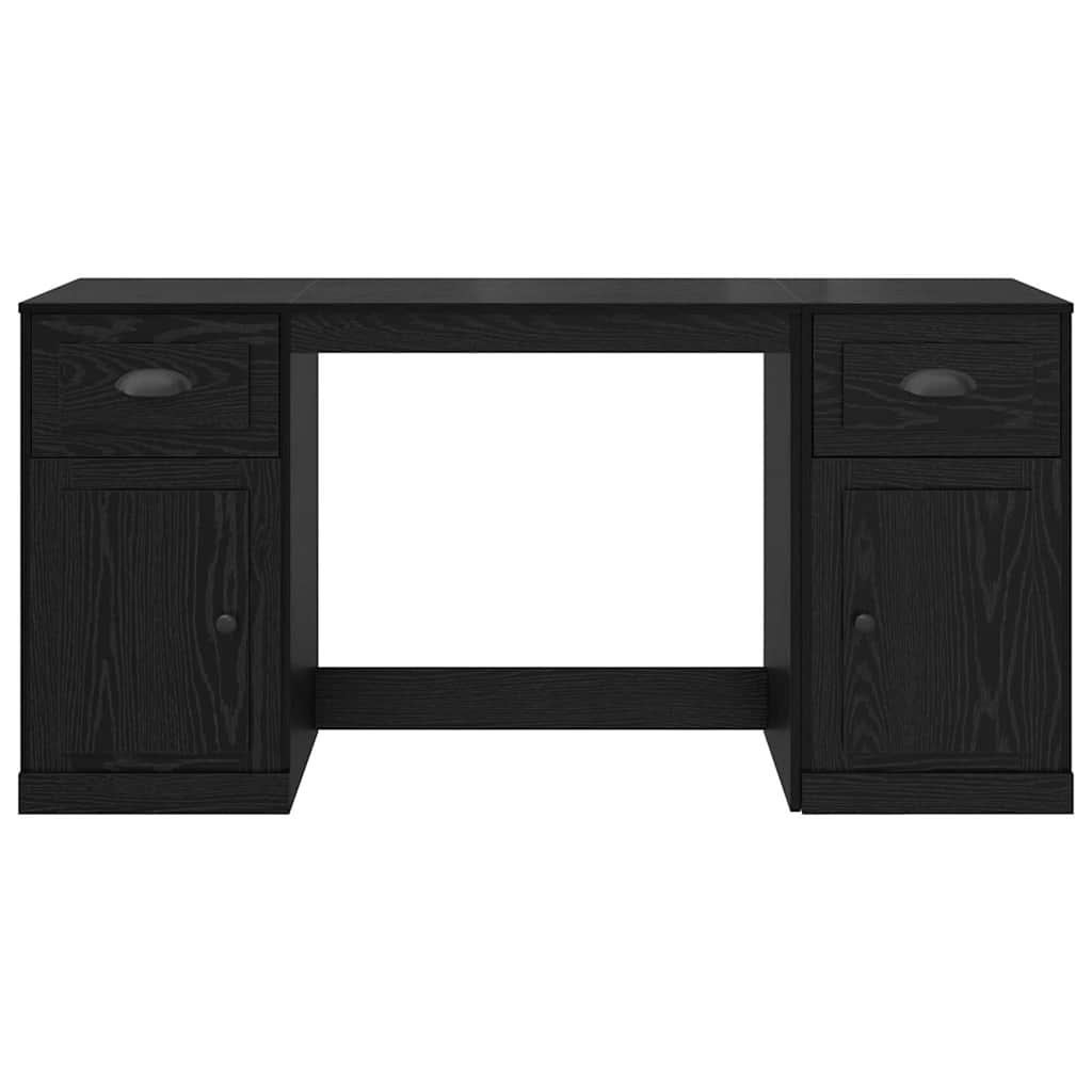 vidaXL Desk with Cabinet Black Oak 154.5 x 50 x 75 cm Engineered Wood