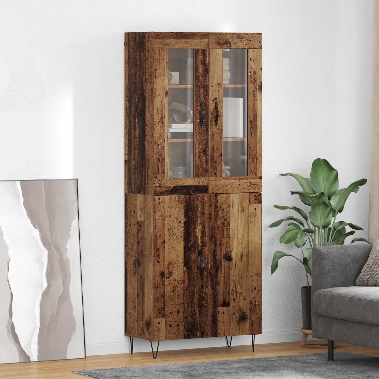 vidaXL Highboard Old Wood 69.5 x 34 x 180 cm Engineered Wood