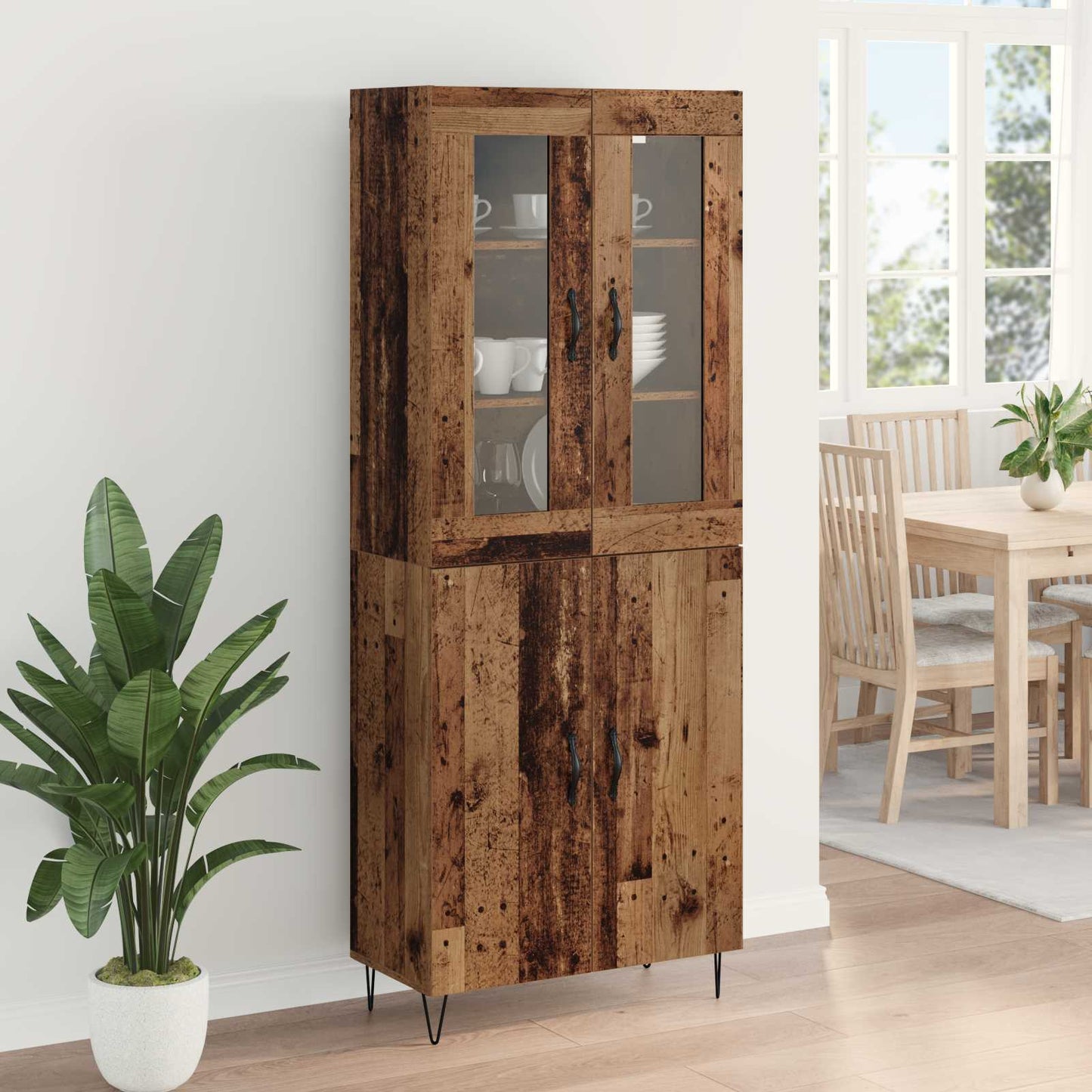vidaXL Highboard Old Wood 69.5 x 34 x 180 cm Engineered Wood