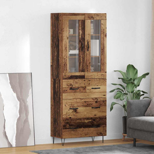 vidaXL Highboard Old Wood 69.5 x 34 x 90 cm Engineered Wood