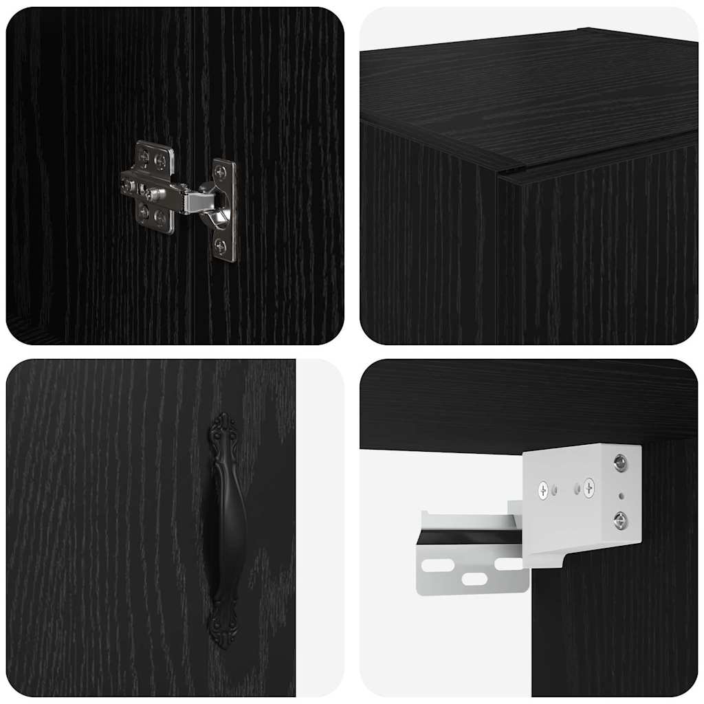 vidaXL Highboard White and Black Oak 69.5 x 34 x 180 cm