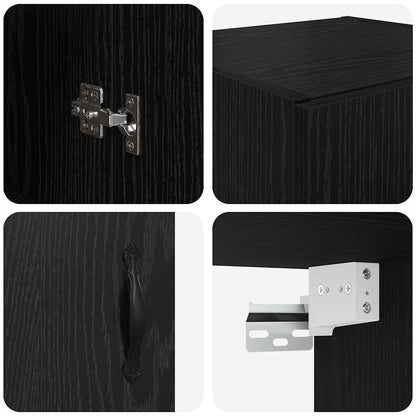 vidaXL Highboard White and Black Oak 69.5 x 34 x 180 cm