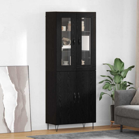 vidaXL Highboard White and Black Oak 69.5 x 34 x 180 cm