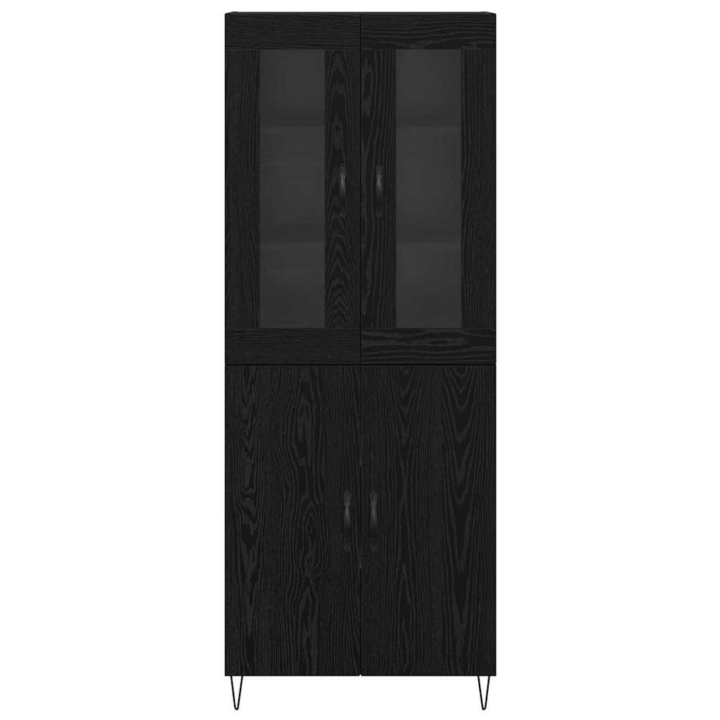vidaXL Highboard White and Black Oak 69.5 x 34 x 180 cm