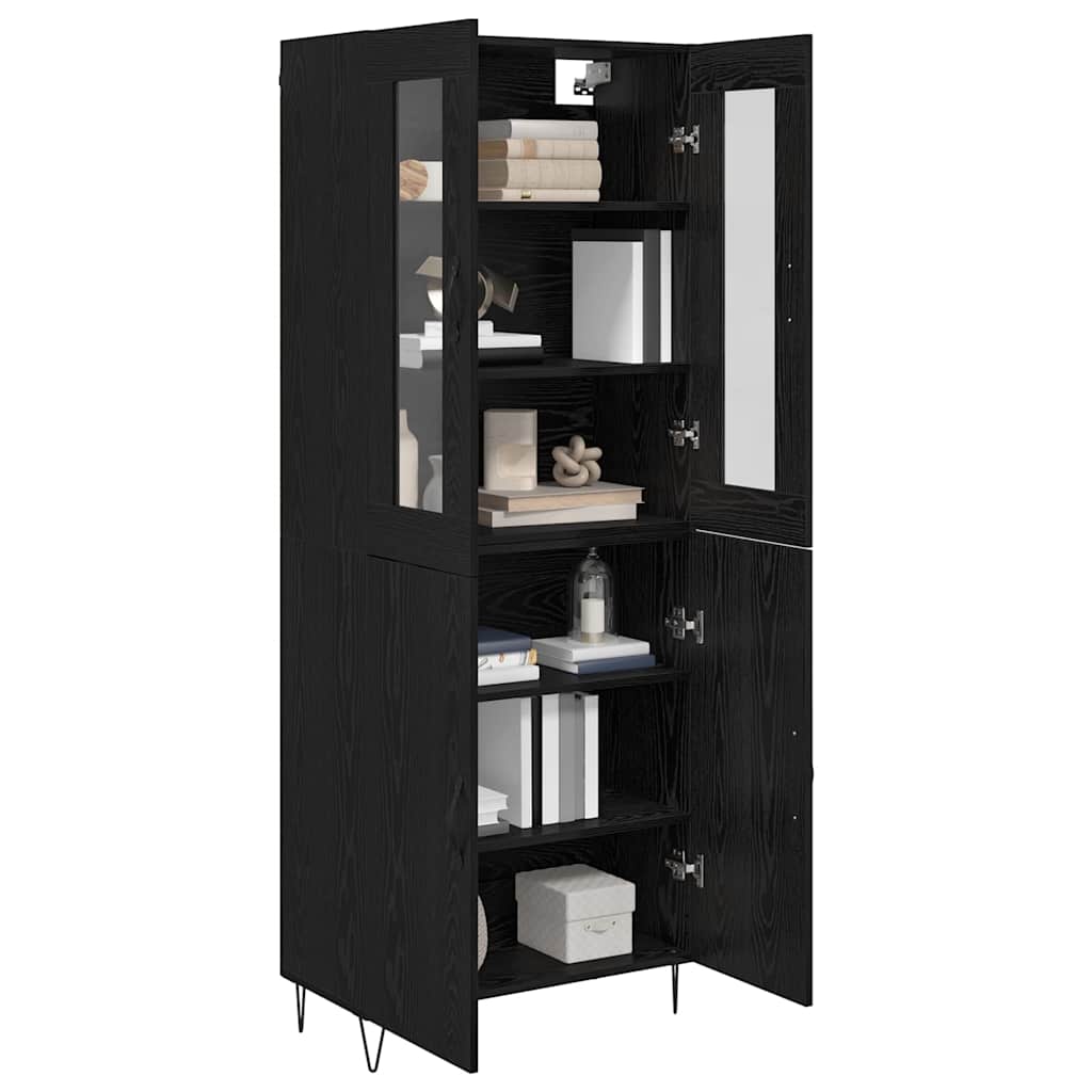 vidaXL Highboard White and Black Oak 69.5 x 34 x 180 cm
