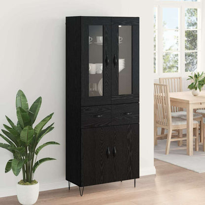 vidaXL Highboard Black Oak 69.5 x 34 x 90 cm Engineered Wood