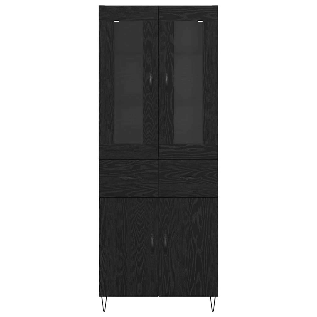 vidaXL Highboard Black Oak 69.5 x 34 x 90 cm Engineered Wood