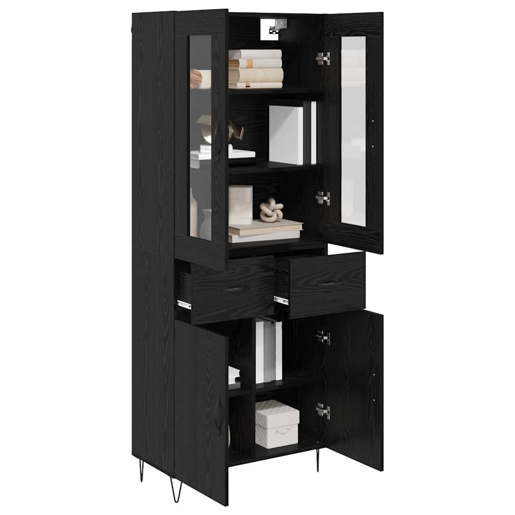 vidaXL Highboard Black Oak 69.5 x 34 x 90 cm Engineered Wood