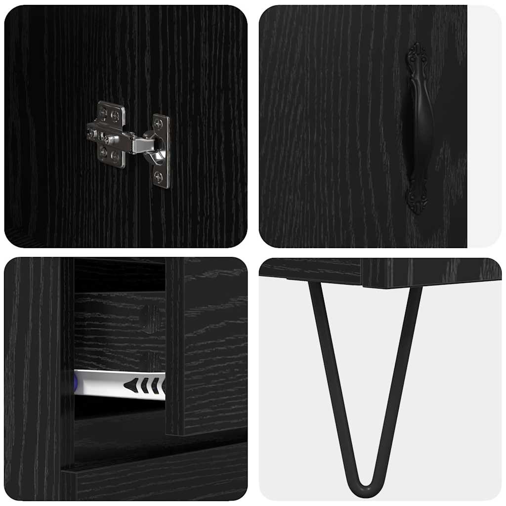 vidaXL Highboard Black Oak 69.5 x 34 x 90 cm Engineered Wood