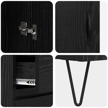 vidaXL Highboard Black Oak 69.5 x 34 x 90 cm Engineered Wood