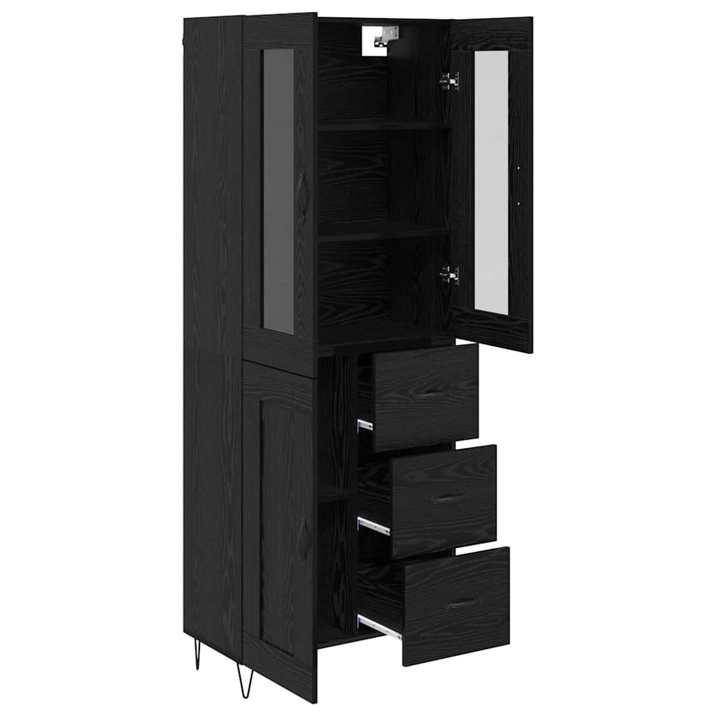 vidaXL Highboard Black Oak 69.5 x 34 x 90 cm Engineered Wood