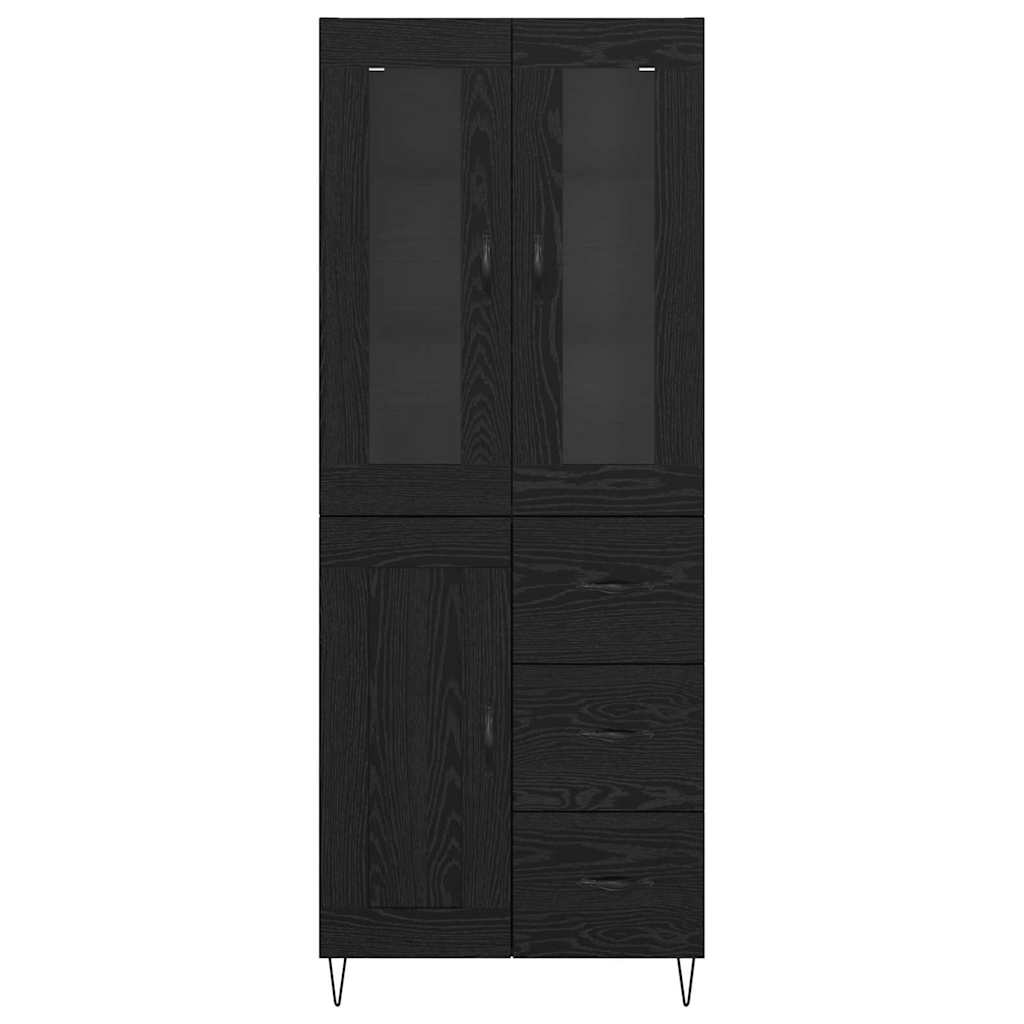 vidaXL Highboard Black Oak 69.5 x 34 x 90 cm Engineered Wood