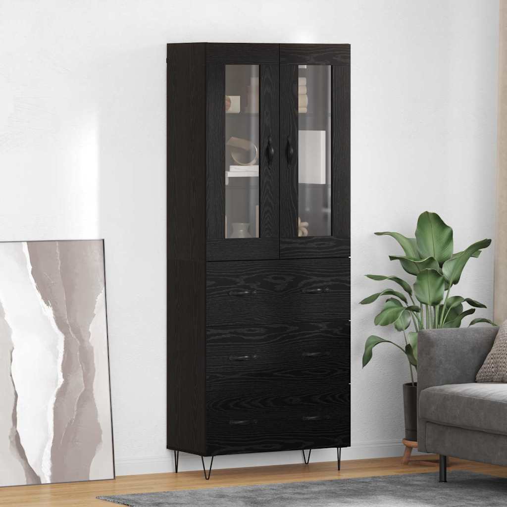 vidaXL Highboard Black Oak 69.5 x 34 x 90 cm Engineered Wood