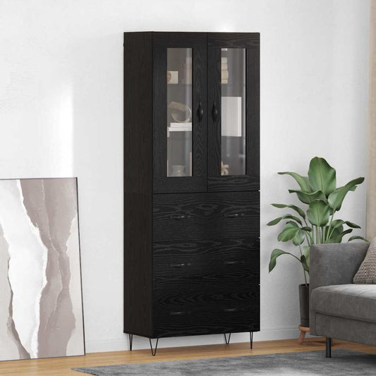vidaXL Highboard Black Oak 69.5 x 34 x 90 cm Engineered Wood
