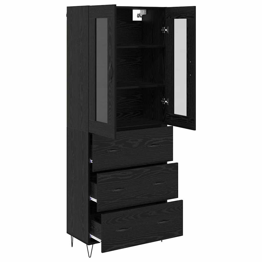 vidaXL Highboard Black Oak 69.5 x 34 x 90 cm Engineered Wood