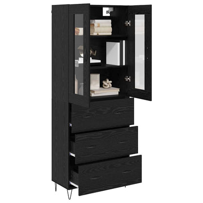 vidaXL Highboard Black Oak 69.5 x 34 x 90 cm Engineered Wood