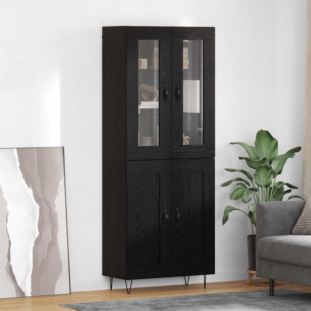 vidaXL Highboard Black Oak 69.5 x 34 x 90 cm Engineered Wood