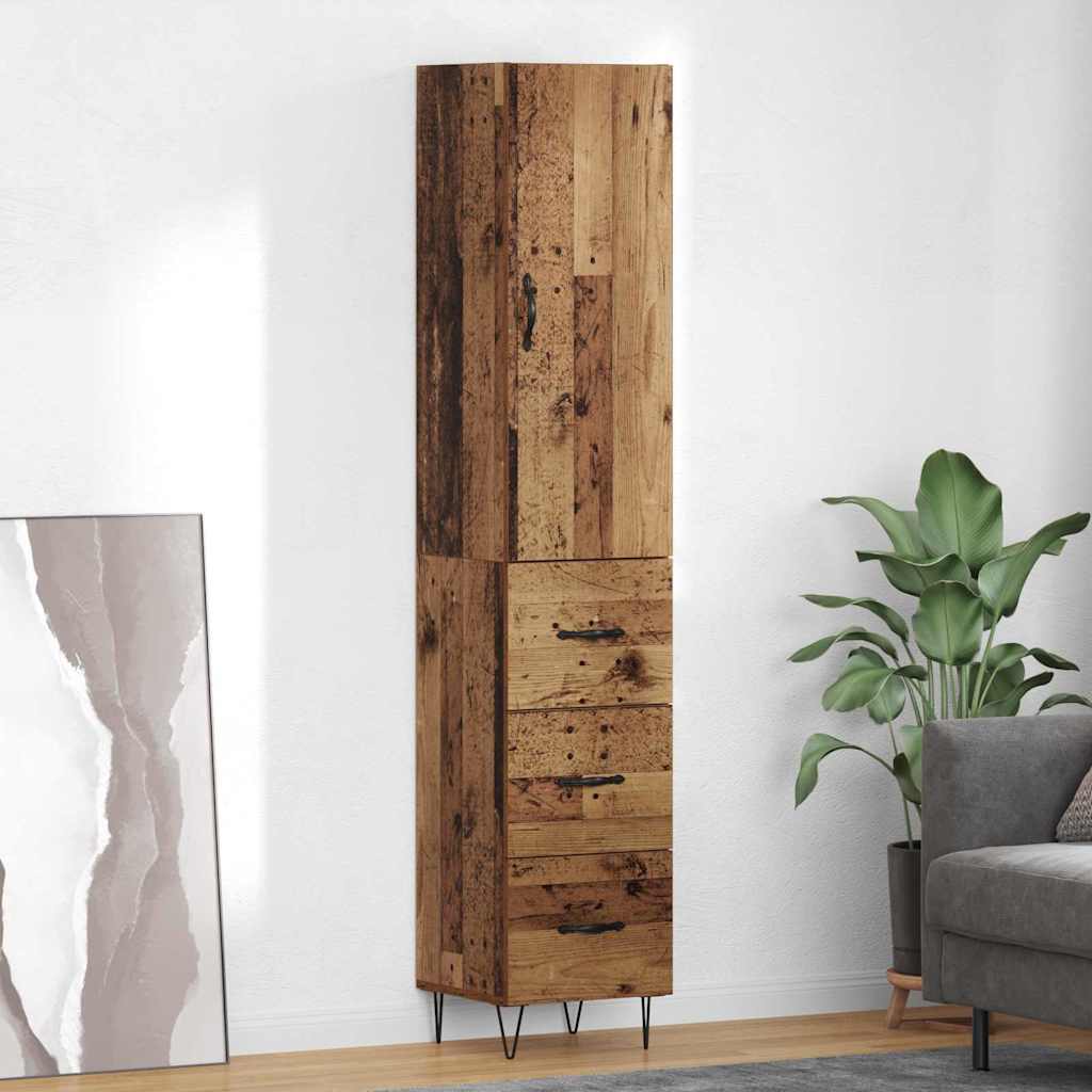 vidaXL Highboard Old Wood 34.5 x 34 x 90 cm Engineered Wood