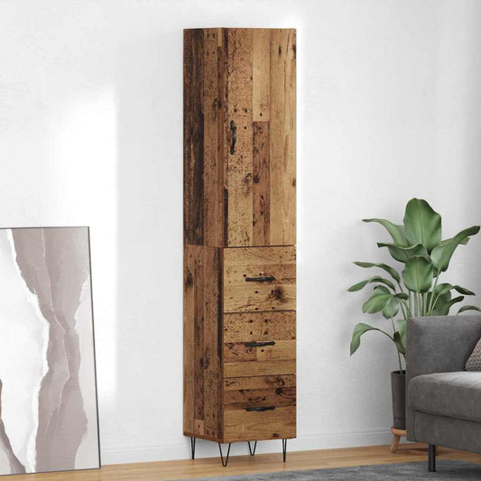 vidaXL Highboard Old Wood 34.5 x 34 x 90 cm Engineered Wood