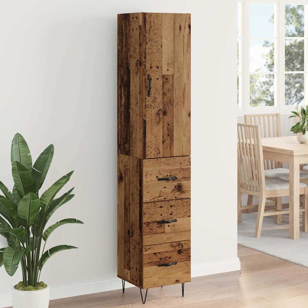 vidaXL Highboard Old Wood 34.5 x 34 x 90 cm Engineered Wood