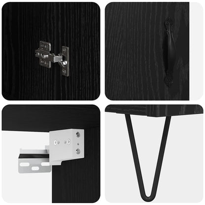 vidaXL Highboard Black Oak 34.5 x 34 x 90 cm Engineered Wood