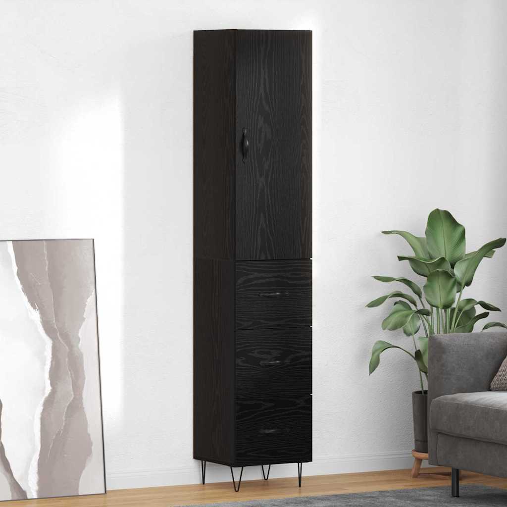 vidaXL Highboard Black Oak 34.5 x 34 x 90 cm Engineered Wood