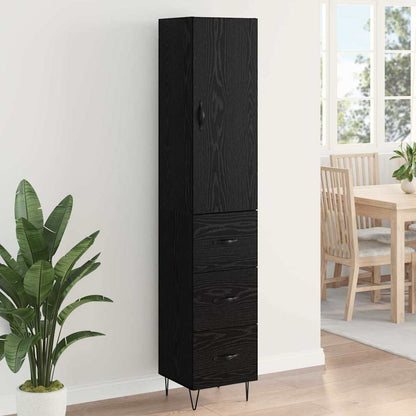 vidaXL Highboard Black Oak 34.5 x 34 x 90 cm Engineered Wood