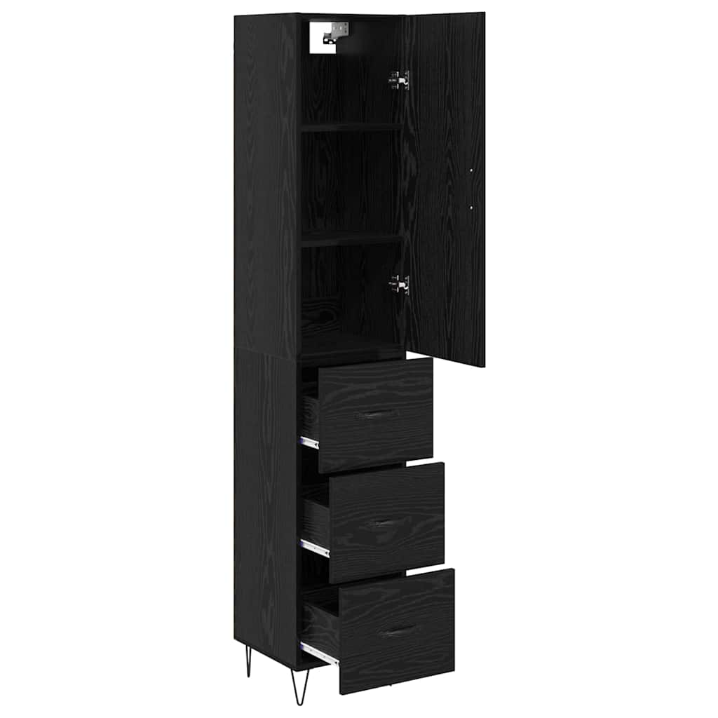 vidaXL Highboard Black Oak 34.5 x 34 x 90 cm Engineered Wood