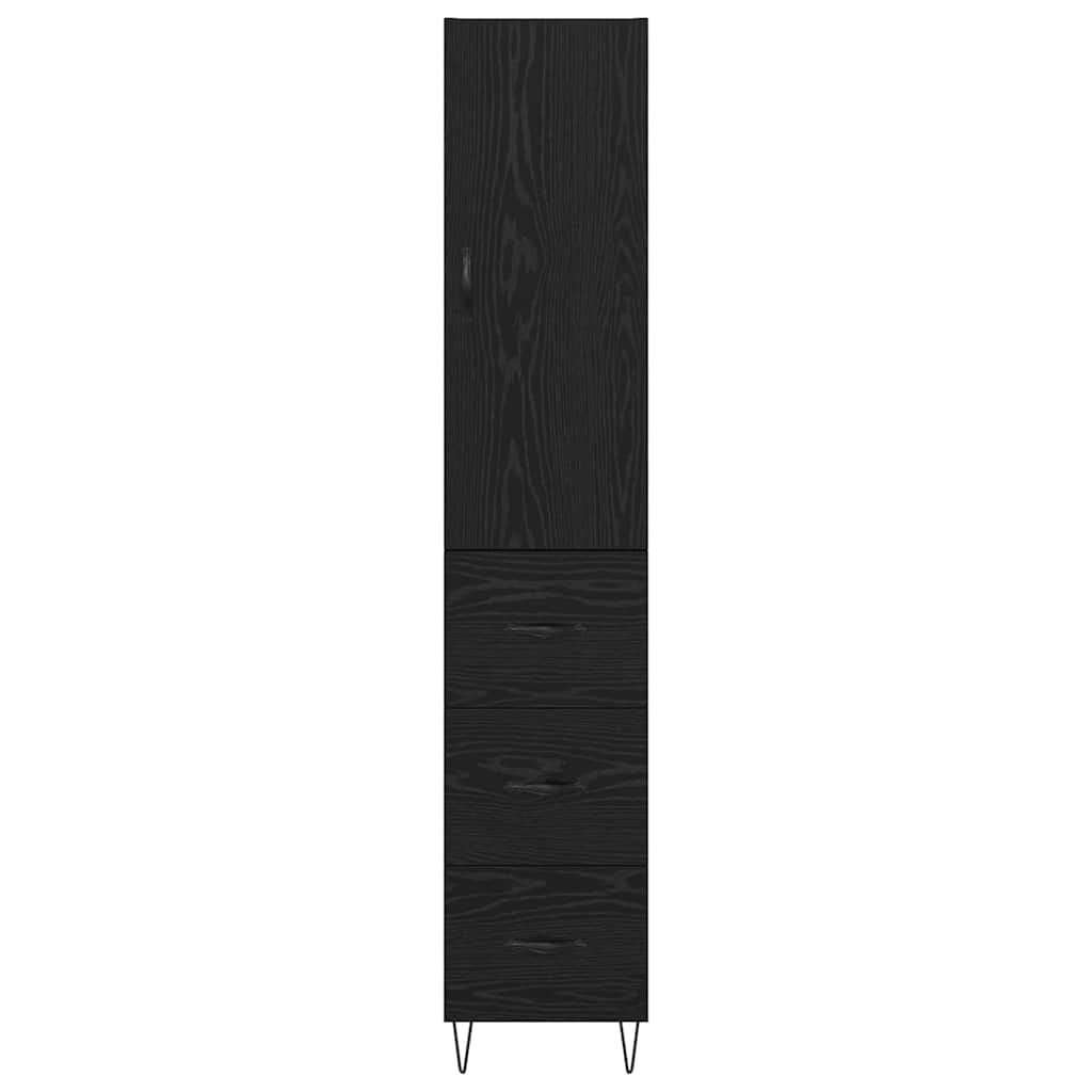 vidaXL Highboard Black Oak 34.5 x 34 x 90 cm Engineered Wood