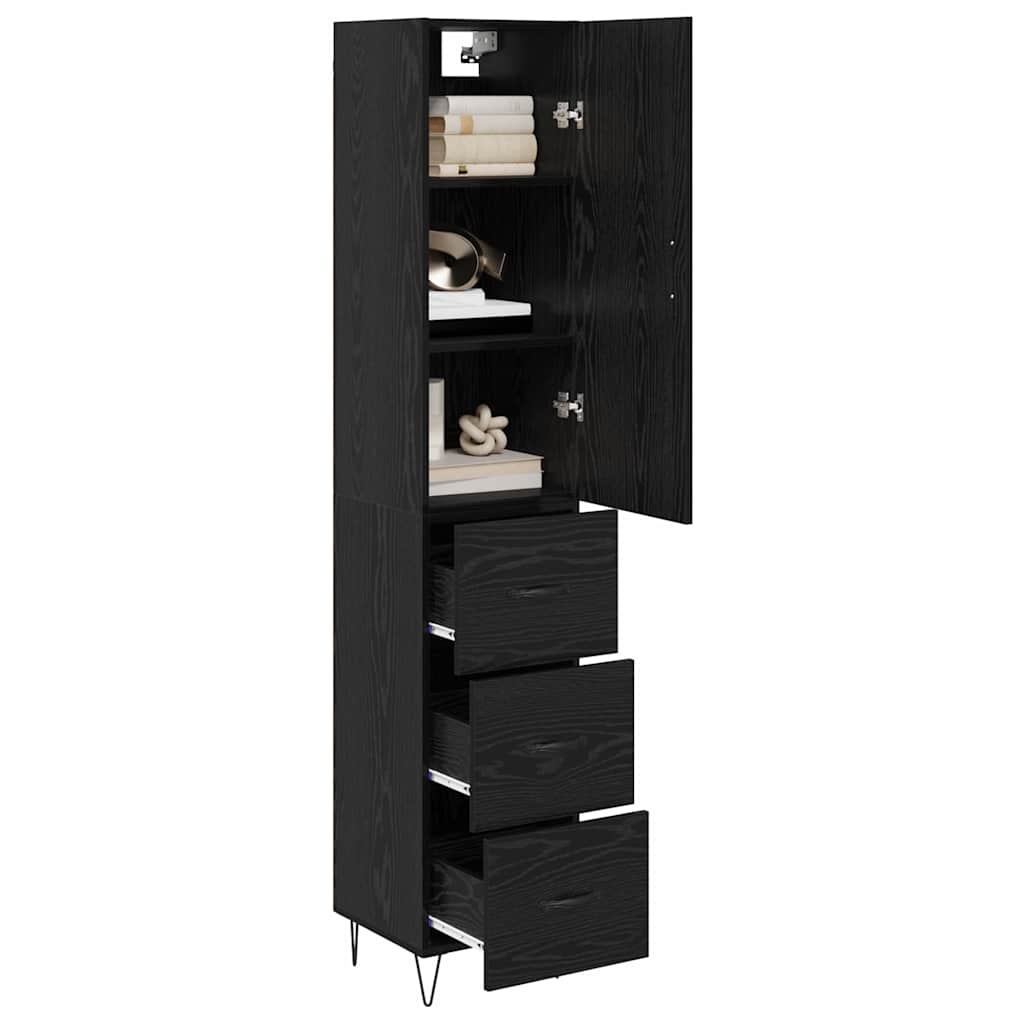 vidaXL Highboard Black Oak 34.5 x 34 x 90 cm Engineered Wood