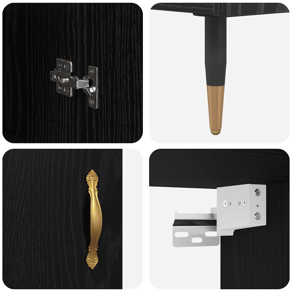 vidaXL Highboard Black Oak 69.5 x 34 x 90 cm Engineered Wood