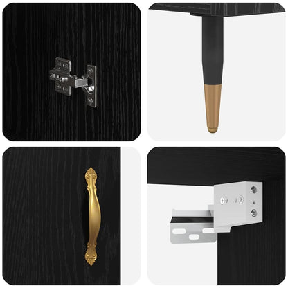 vidaXL Highboard Black Oak 69.5 x 34 x 90 cm Engineered Wood