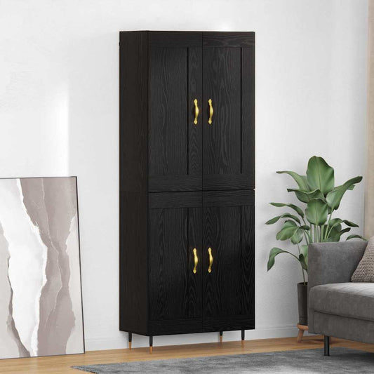 vidaXL Highboard Black Oak 69.5 x 34 x 90 cm Engineered Wood