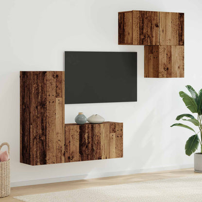 vidaXL TV Cabinet Wall-mounted 4 pcs Old Wood Engineered Wood