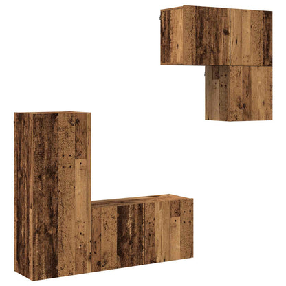 vidaXL TV Cabinet Wall-mounted 4 pcs Old Wood Engineered Wood