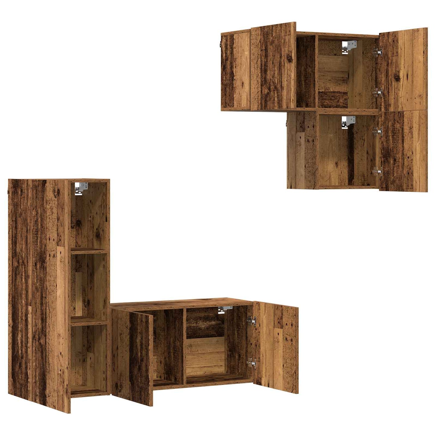 vidaXL TV Cabinet Wall-mounted 4 pcs Old Wood Engineered Wood