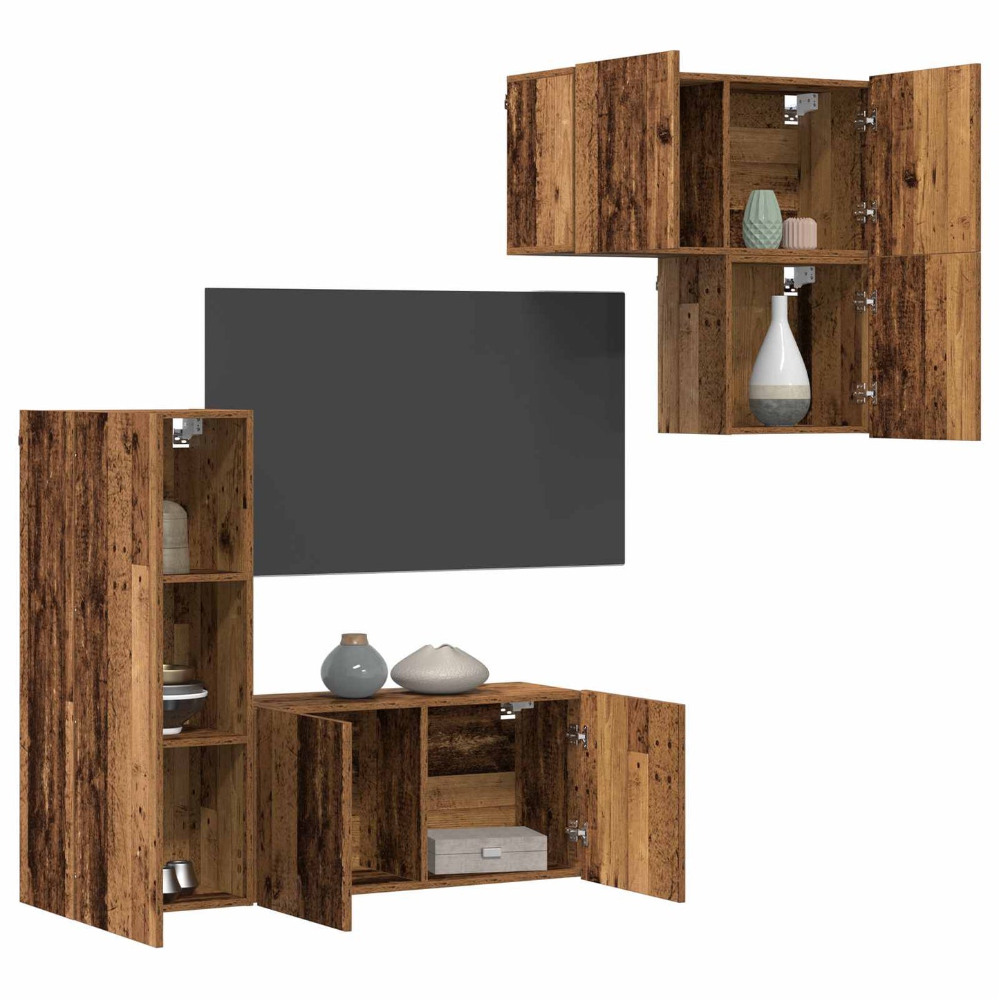 vidaXL TV Cabinet Wall-mounted 4 pcs Old Wood Engineered Wood