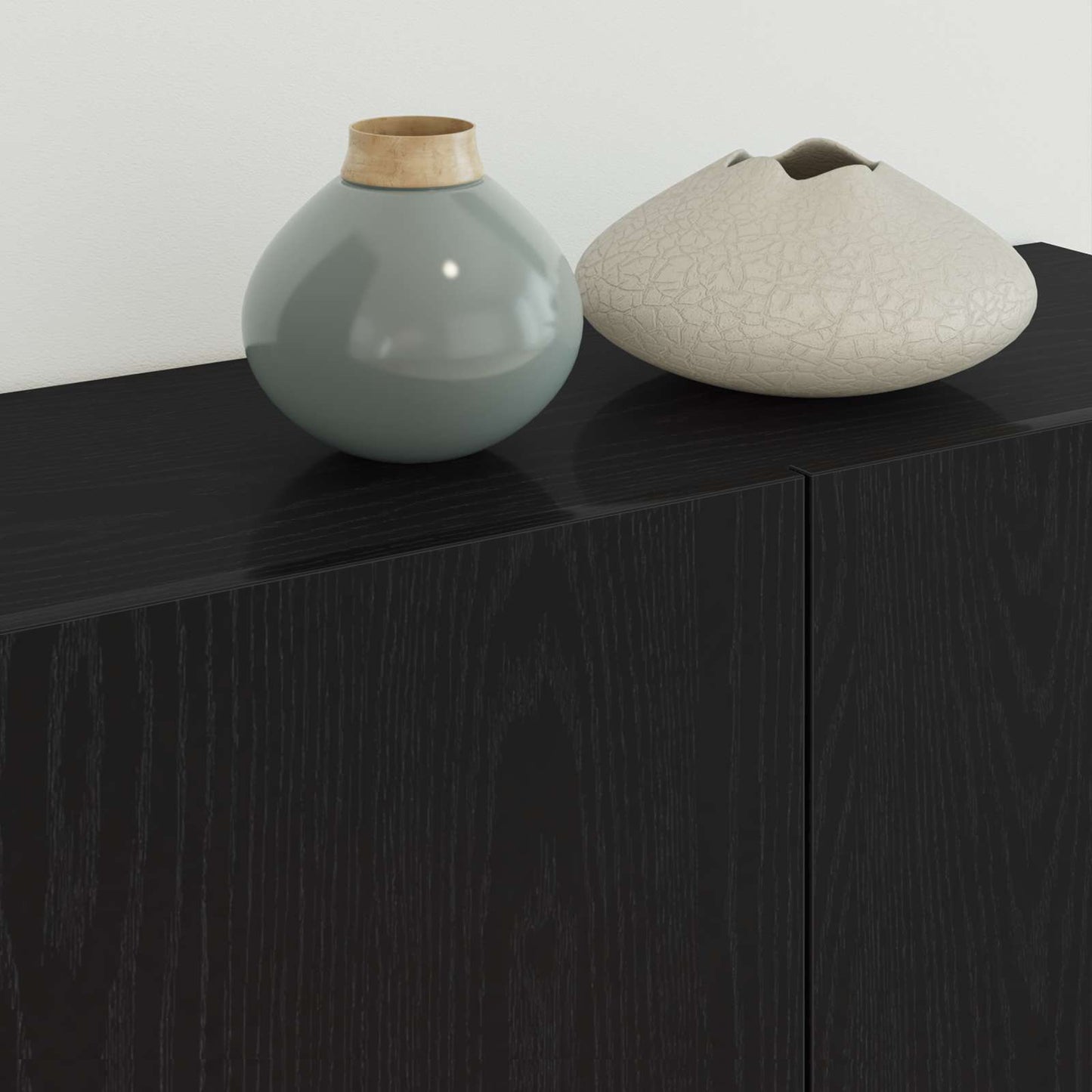 vidaXL TV Cabinet Wall-mounted 4 pcs Black Oak Engineered Wood