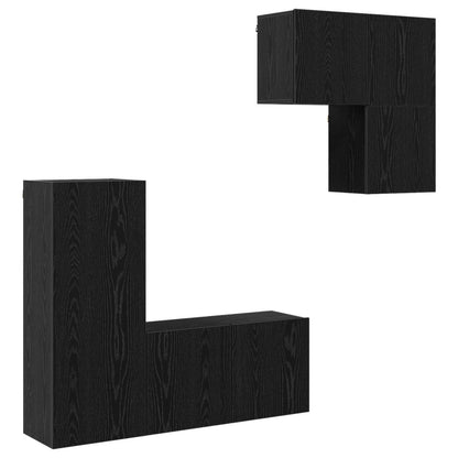 vidaXL TV Cabinet Wall-mounted 4 pcs Black Oak Engineered Wood