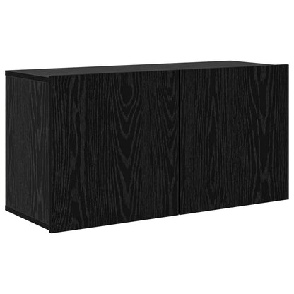 vidaXL TV Cabinet Wall-mounted 4 pcs Black Oak Engineered Wood
